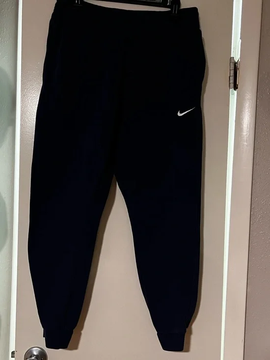 Nike Navy Track Joggers with White Swoosh with sweatshirt - Picture 2 of 10